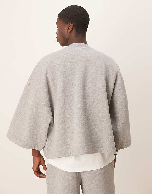 Asos ASOS DESIGN Extreme Oversized Co-ord Short Sleeve Sweatshirt In Grey Marl
