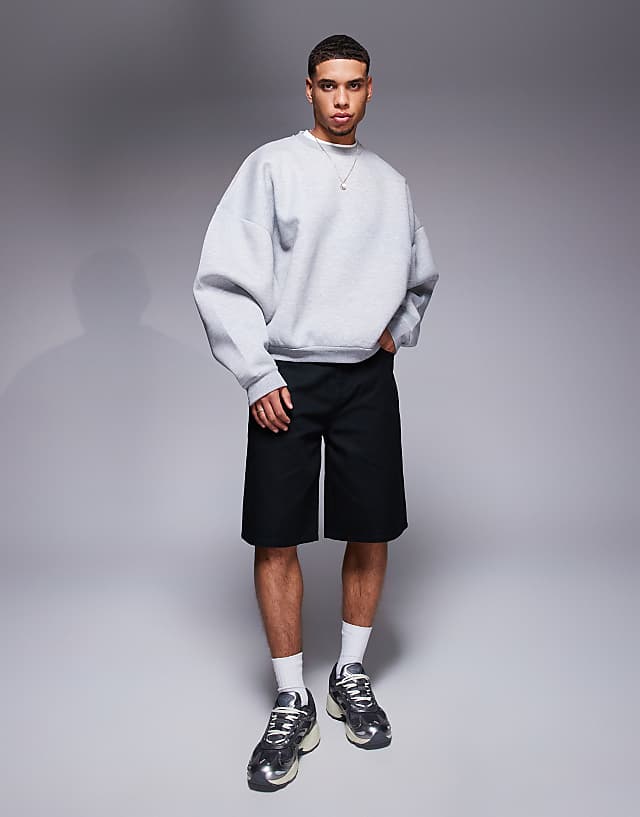 Asos ASOS DESIGN Extreme Oversized Heavyweight Scuba Sweatshirt In Grey Marl