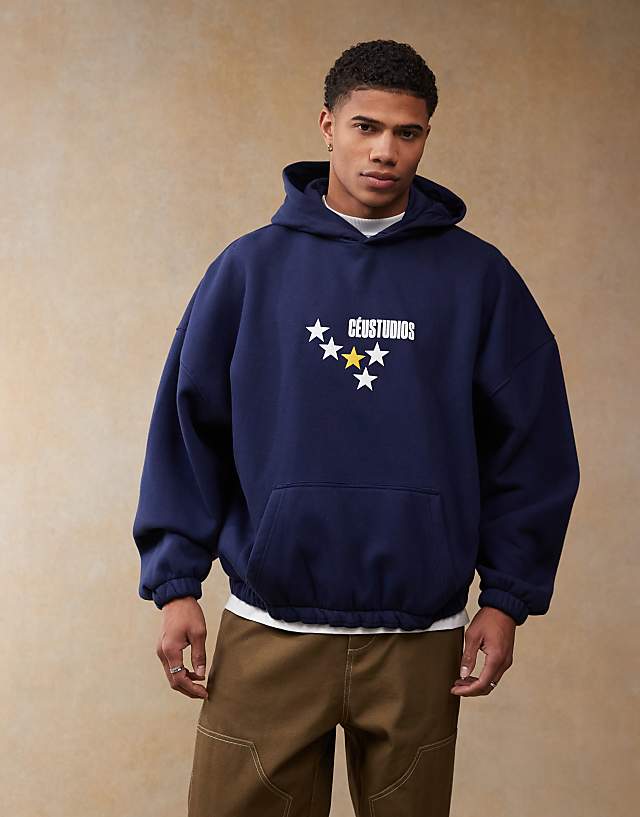 Asos ASOS DESIGN Extreme Oversized Hoodie With Back Print In Navy