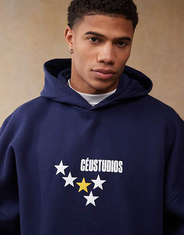 Asos ASOS DESIGN Extreme Oversized Hoodie With Back Print In Navy