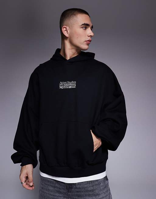 asos ASOS DESIGN extreme oversized hoodie with chest print in black