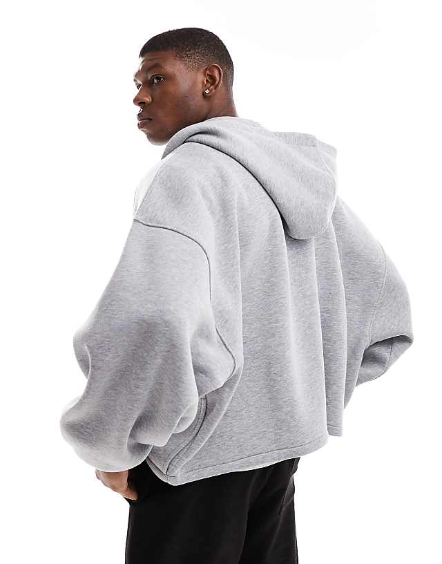 Asos ASOS DESIGN Extreme Oversized Zip Through Hoodie In Grey Marl