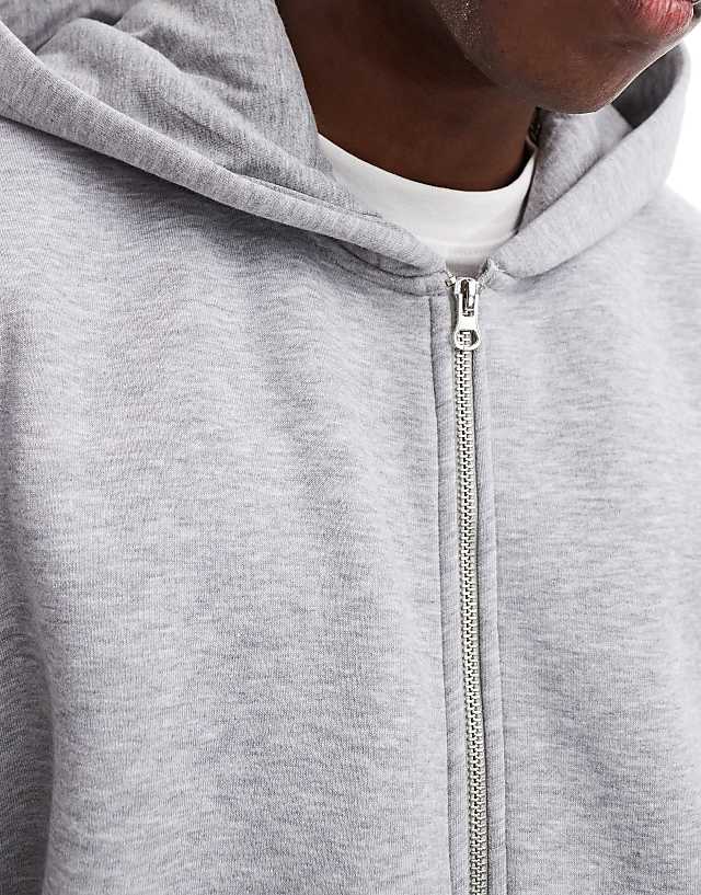 Asos ASOS DESIGN Extreme Oversized Zip Through Hoodie In Grey Marl