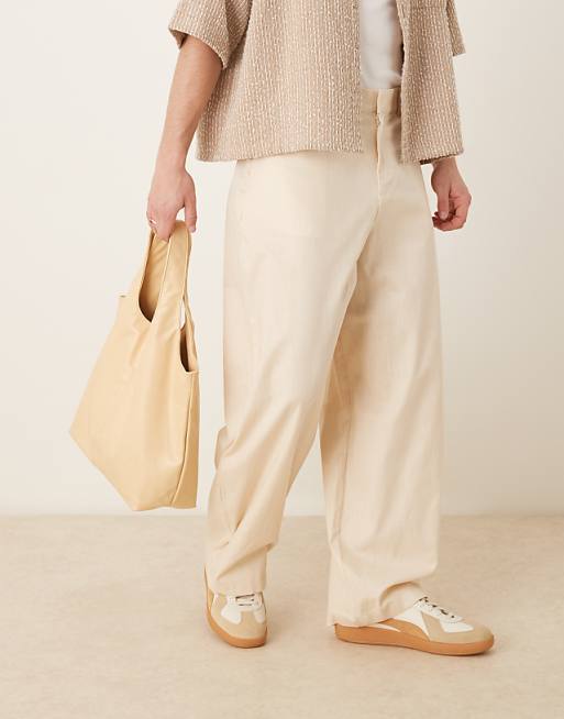 Asos ASOS DESIGN Extreme Tapered Linen Look Trouser In Beige