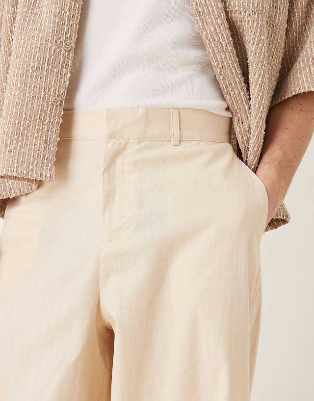 Asos ASOS DESIGN Extreme Tapered Linen Look Trouser In Beige