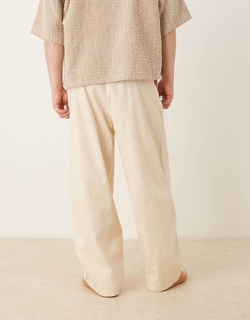 Asos ASOS DESIGN Extreme Tapered Linen Look Trouser In Beige