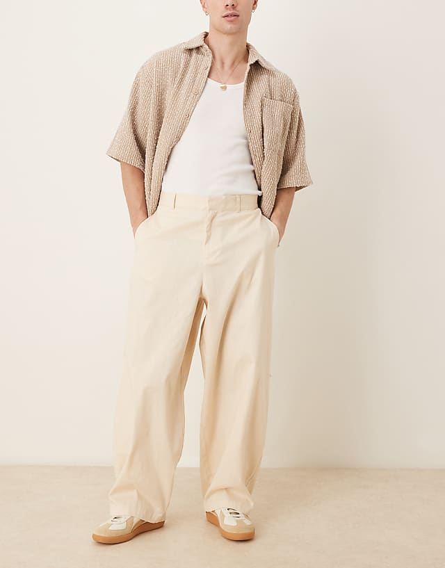 asos ASOS DESIGN extreme tapered linen look trouser in beige