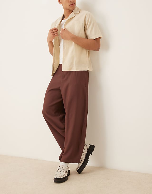 asos ASOS DESIGN extreme tapered smart trousers in brown