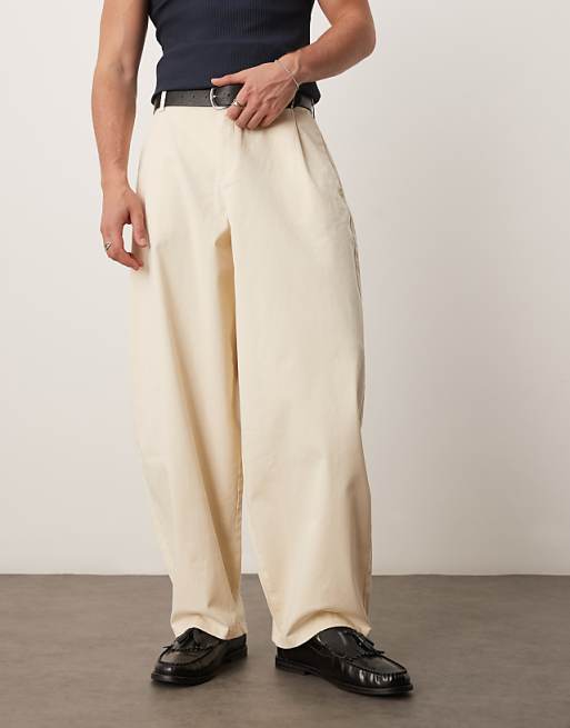 asos ASOS DESIGN extreme tapered trousers with pleats in beige