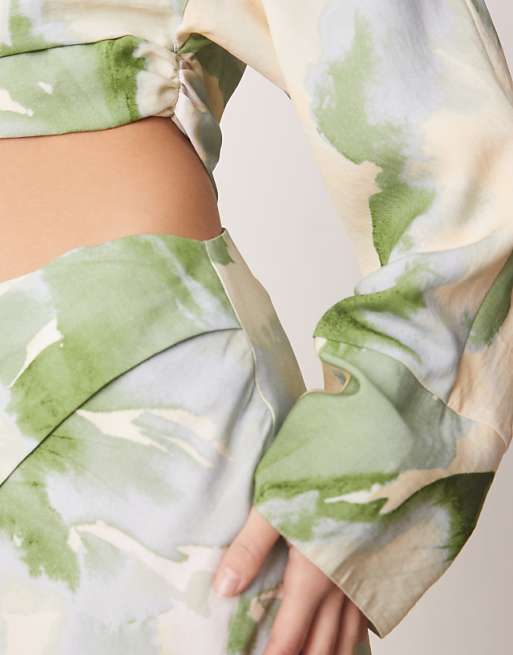 Asos ASOS DESIGN Fallen Shoulder Cut Out Midaxi Dress In Watercolour Floral