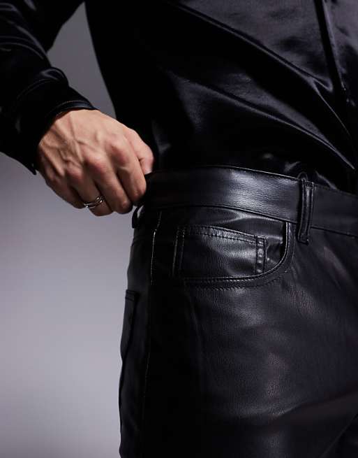 Asos ASOS DESIGN Flared Faux Leather Trousers In Black