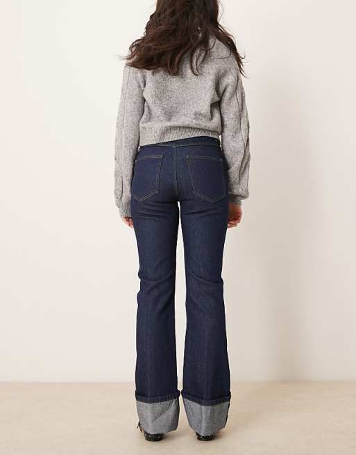 Asos ASOS DESIGN Flared Jean With Turn Up In Indigo