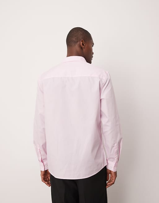 Asos ASOS DESIGN Formal Easy Iron Poplin Regular Shirt In Light Pink