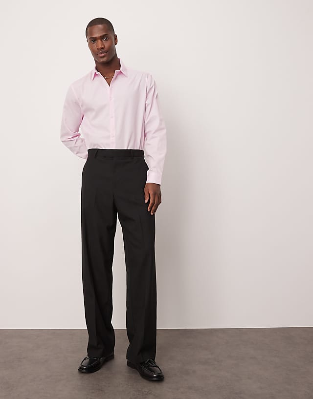 Asos ASOS DESIGN Formal Easy Iron Poplin Regular Shirt In Light Pink