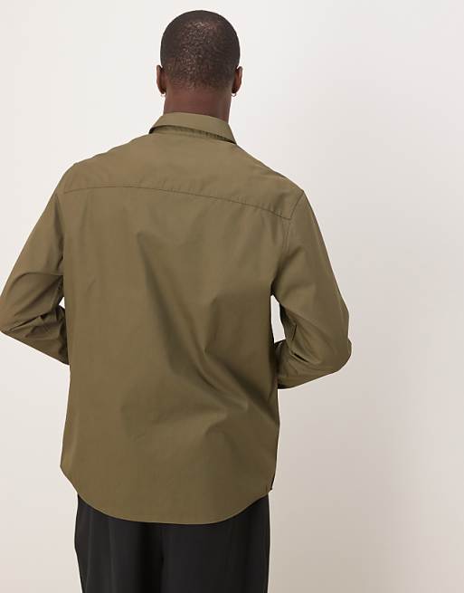 Asos ASOS DESIGN Formal Easy Iron Poplin Regular Shirt In Khaki