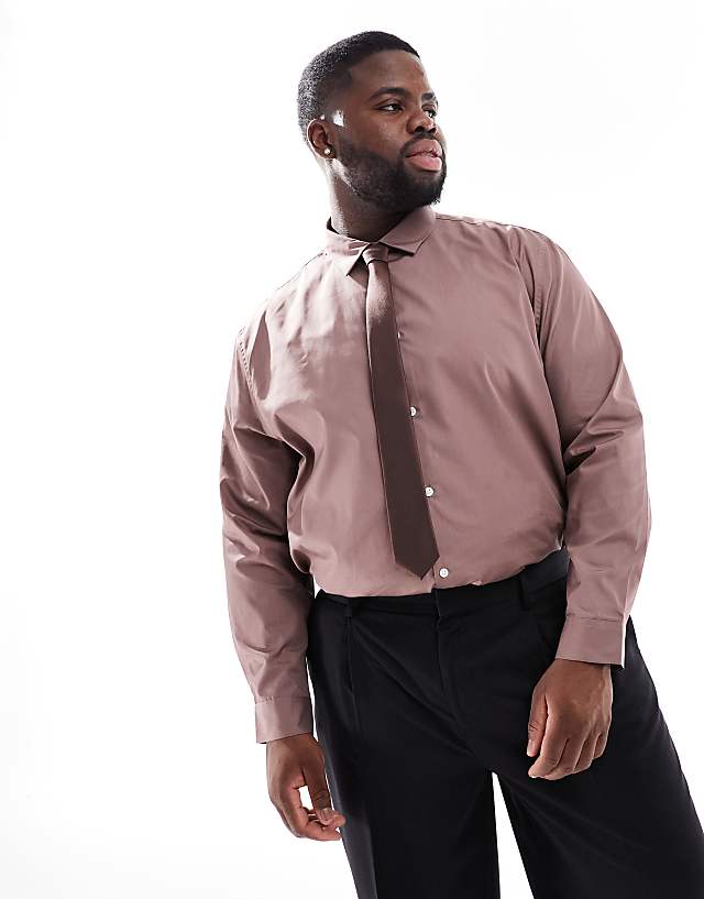 Asos ASOS DESIGN Formal Easy Iron Poplin Regular Shirt In Dusty Pink