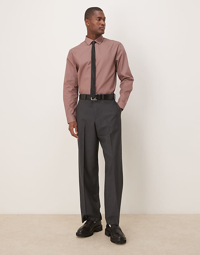 Asos ASOS DESIGN Formal Easy Iron Poplin Regular Shirt In Dusty Pink