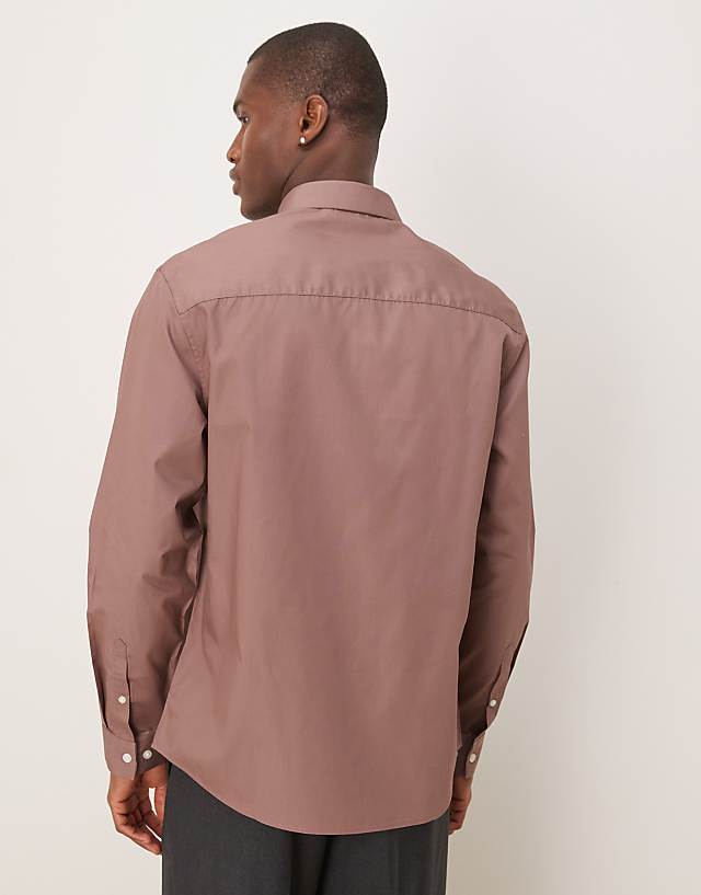 Asos ASOS DESIGN Formal Easy Iron Poplin Regular Shirt In Dusty Pink