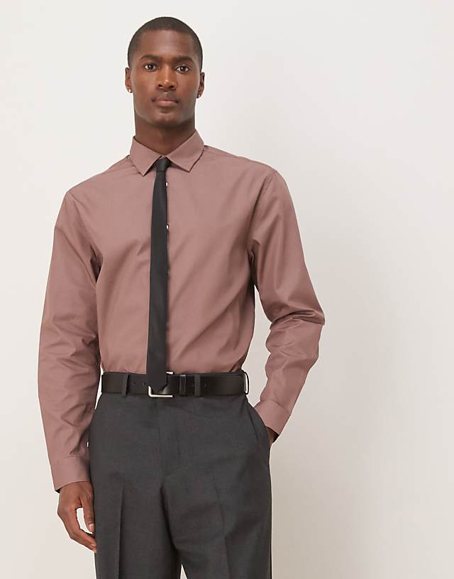 asos ASOS DESIGN formal easy iron poplin regular shirt in dusty pink