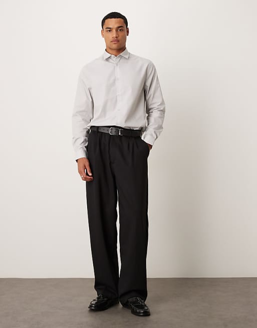 Asos ASOS DESIGN Formal Easy Iron Regular Shirt In Grey