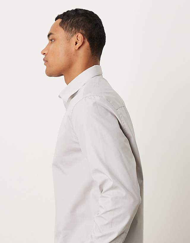 Asos ASOS DESIGN Formal Easy Iron Regular Shirt In Grey