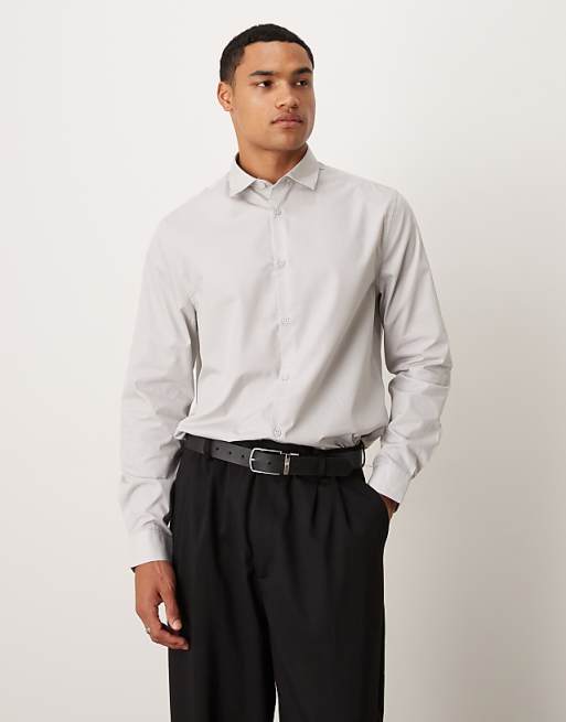 asos ASOS DESIGN formal easy iron regular shirt in grey