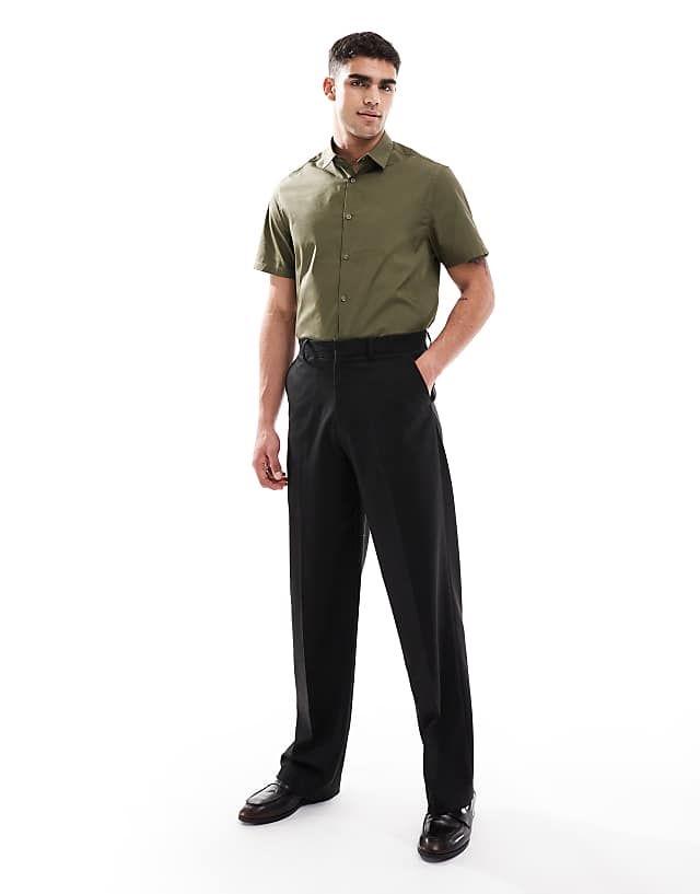 Asos ASOS DESIGN Formal Easy Iron Regular Shirt In Khaki