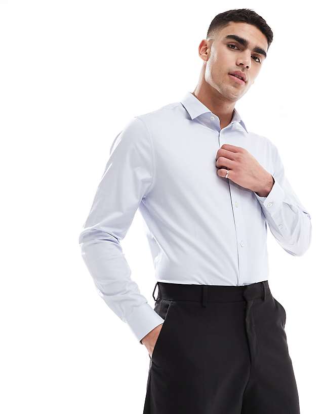 asos ASOS DESIGN formal easy iron regular shirt in light blue
