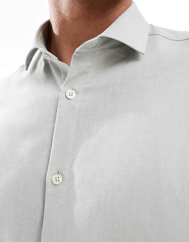 Asos ASOS DESIGN Formal Easy Iron Regular Shirt In Sage Green