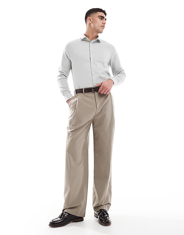 Asos ASOS DESIGN Formal Easy Iron Regular Shirt In Sage Green