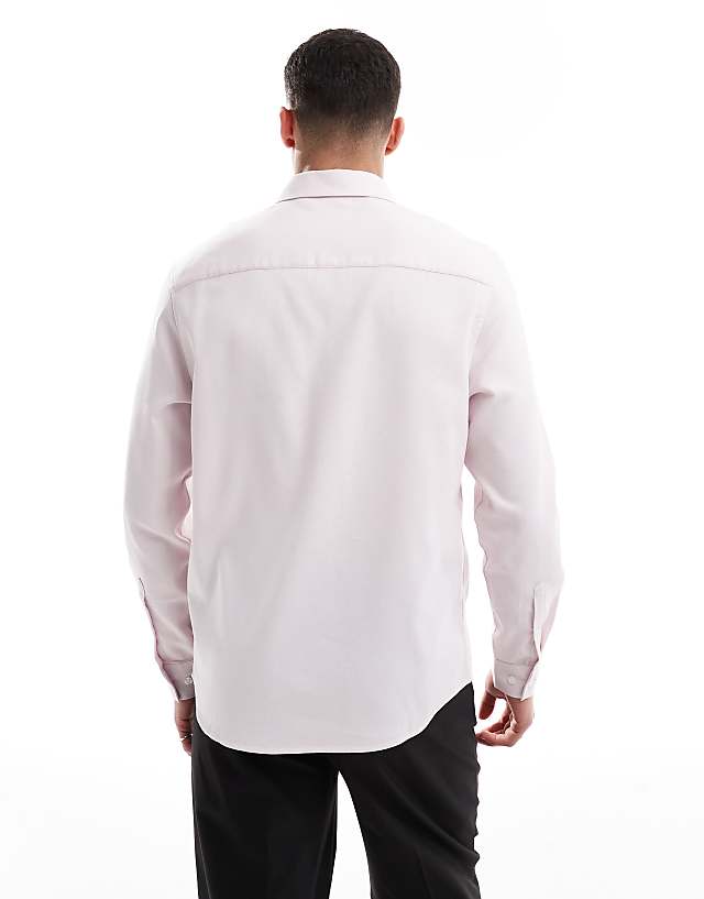 Asos ASOS DESIGN Formal Easy Iron Regular Textured Shirt With Concealed Buttons In Pink