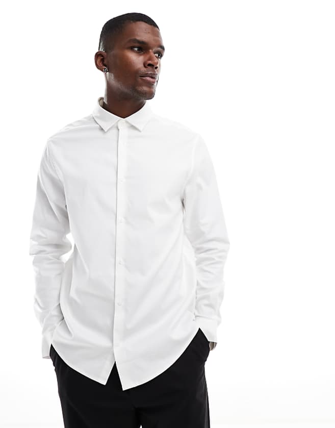asos ASOS DESIGN formal easy iron twill regular shirt in white