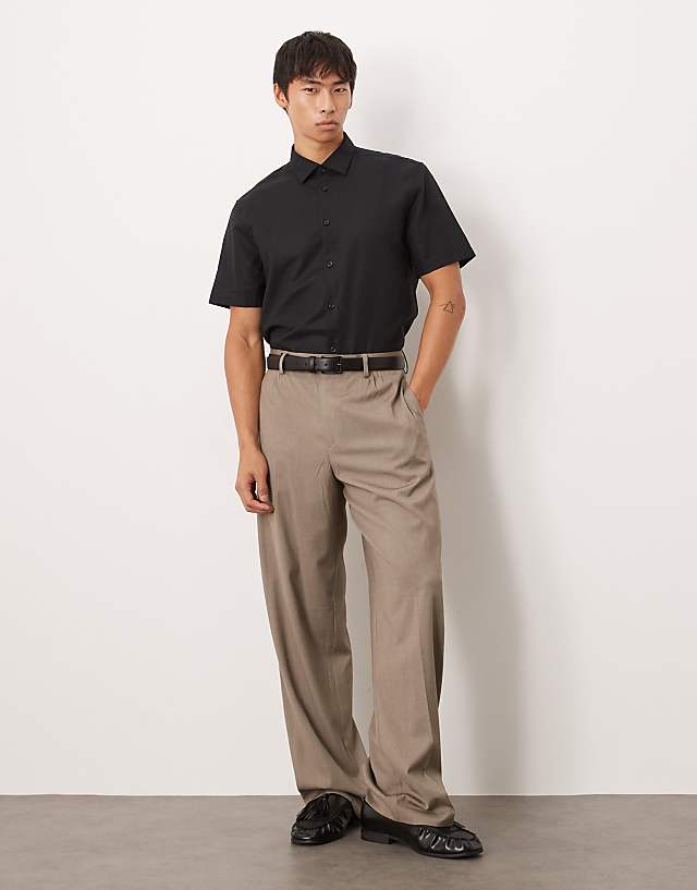Asos ASOS DESIGN Formal Linen Blend Regular Shirt In Black