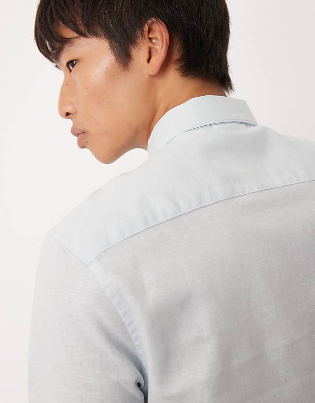 Asos ASOS DESIGN Formal Linen Blend Regular Shirt In Blue