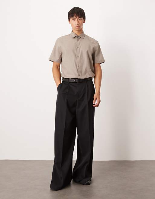 Asos ASOS DESIGN Formal Linen Blend Regular Shirt In Brown