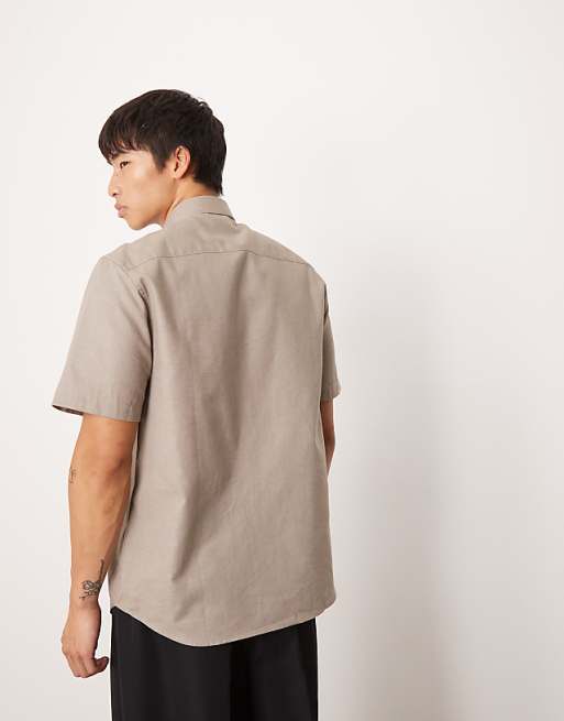 Asos ASOS DESIGN Formal Linen Blend Regular Shirt In Brown