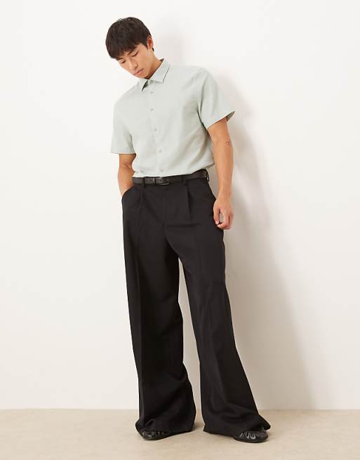 Asos ASOS DESIGN Formal Linen Blend Regular Shirt In Mint Green