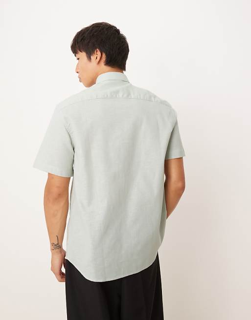 Asos ASOS DESIGN Formal Linen Blend Regular Shirt In Mint Green