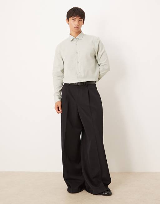 Asos ASOS DESIGN Formal Linen Blend Regular Shirt In Mint Green