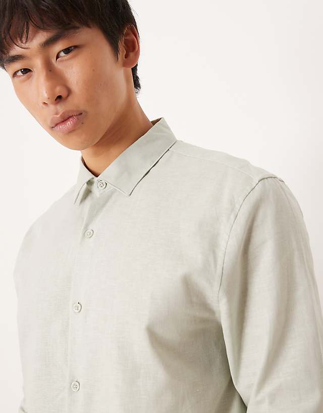 Asos ASOS DESIGN Formal Linen Blend Regular Shirt In Mint Green