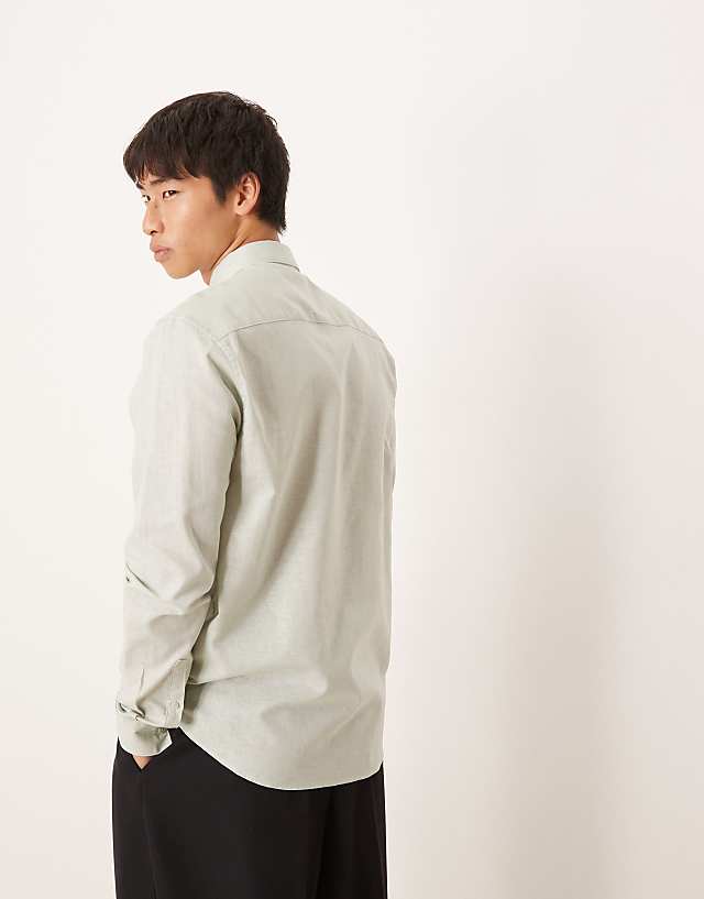 Asos ASOS DESIGN Formal Linen Blend Regular Shirt In Mint Green