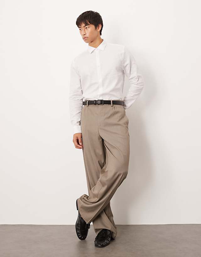 Asos ASOS DESIGN Formal Linen Blend Regular Shirt In White