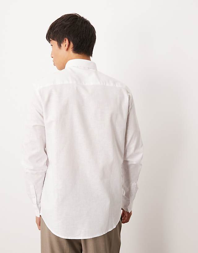 Asos ASOS DESIGN Formal Linen Blend Regular Shirt In White