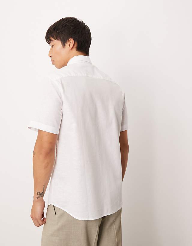 Asos ASOS DESIGN Formal Linen Blend Regular Shirt In White
