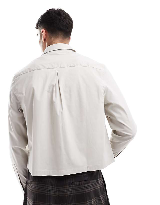 Asos ASOS DESIGN Formal Poplin Regular Shirt In Stone