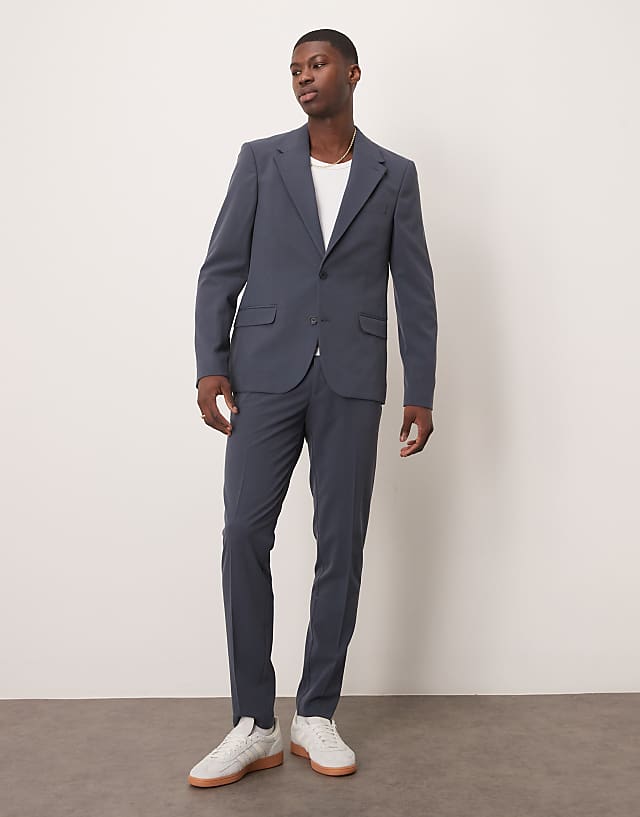 asos ASOS DESIGN four way stretch skinny fit suit in navy