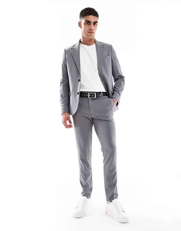 asos ASOS DESIGN four way stretch skinny suit in charcoal
