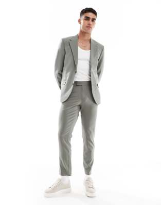 Asos ASOS DESIGN Four Way Stretch Skinny Suit In Dark Green