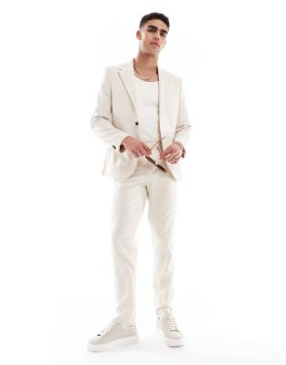 Asos ASOS DESIGN Four Way Stretch Skinny Suit In Stone