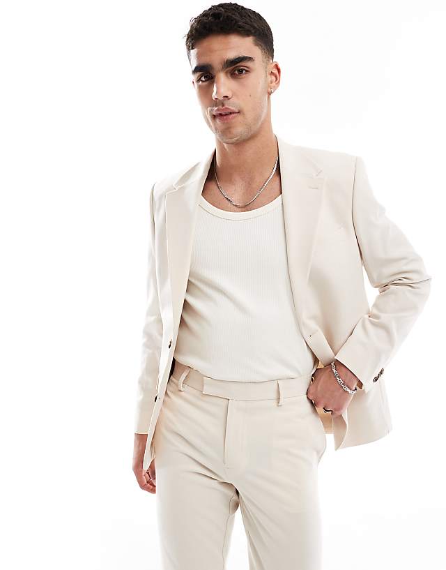 asos ASOS DESIGN four way stretch skinny suit in stone